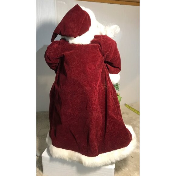 Porcelain Face Santa Claus Figurine Tree Topper Red Velvet & Faux Fur Coat 18" - Picture 5 of 11